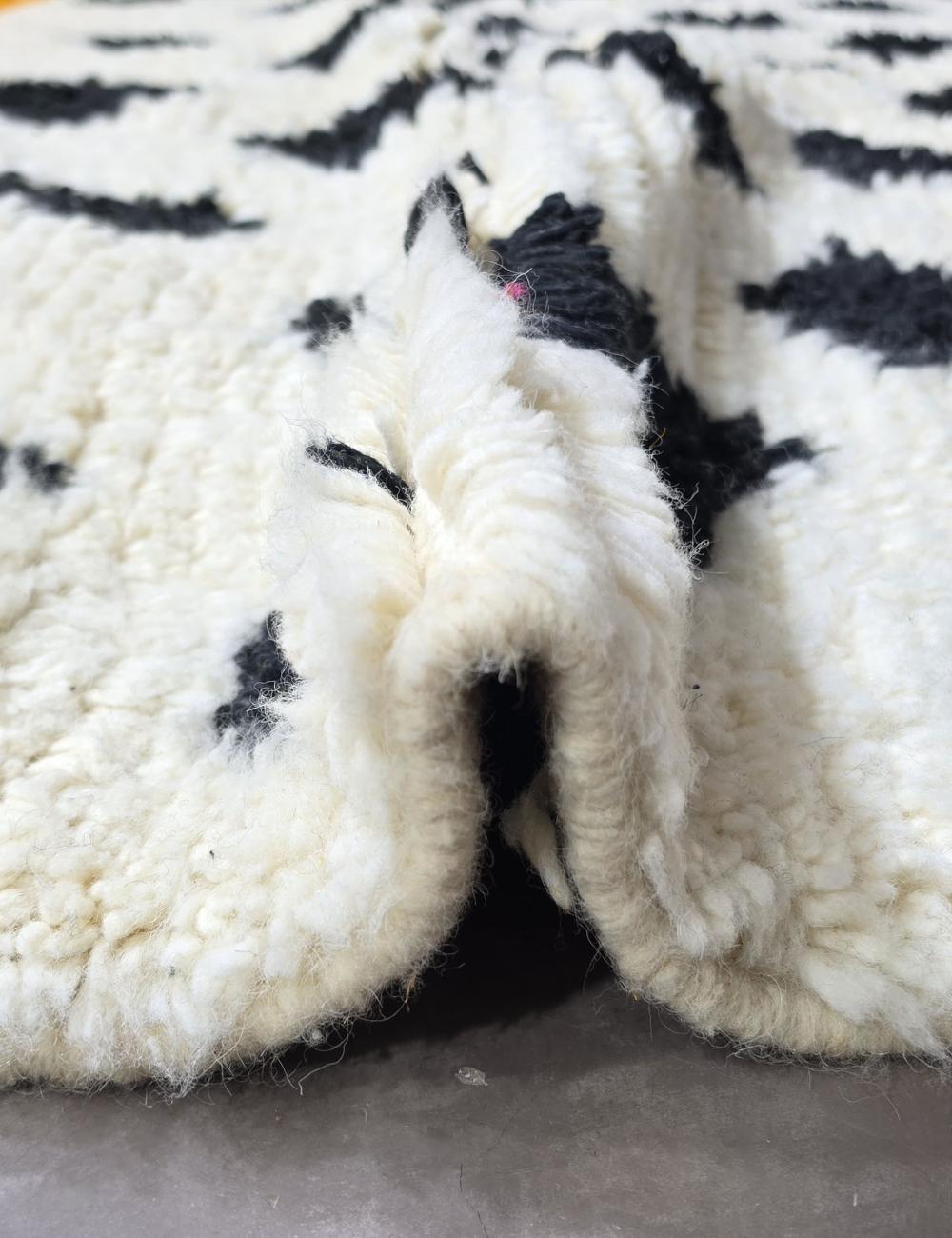 Modern Moroccan Azilal Rug Mustard, Ivory & Black - Image 3