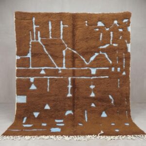 Modern Moroccan Rug Brown & Sky Blue